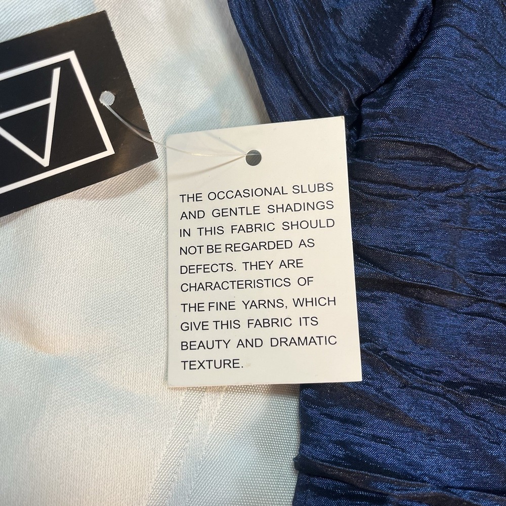 NWT Alex Evenings Blue Crinkle Cocktail Dress V-Neck‎ Rhinestone Broach Size 8 - Picture 7 of 8